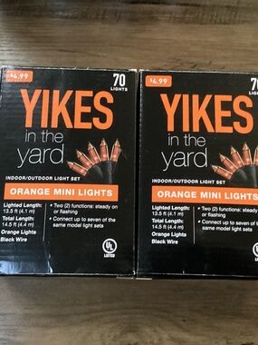 YIKES Orange Mini Lights Indoor/Outdoor 70 Count Bundle 2 boxes  New